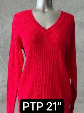 2 for $30 💟Plus Size Red V-Neck 100% Cotton Sweater